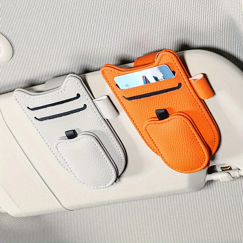 고양이 귀 자동차 선 바이저 주최자 다기능 클립 패션 안경 카드 및 공간 절약형 소형 자동차 액세서리