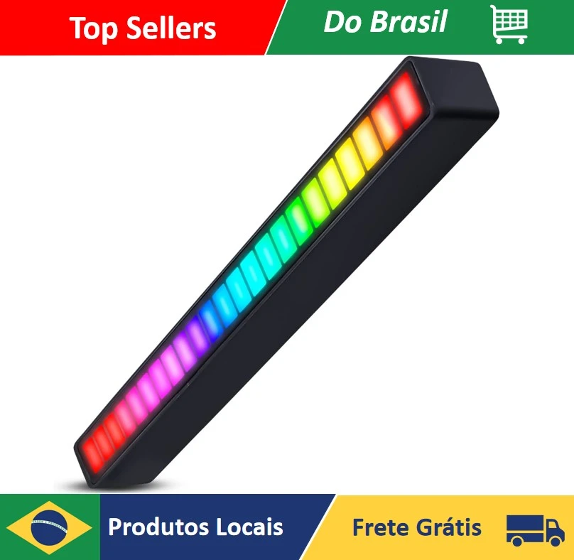 Barra Rítmica Led Rgb Captação Ativadas Por Voz Com Luz Inteligente Gamer Pc Tv Som Automotivo