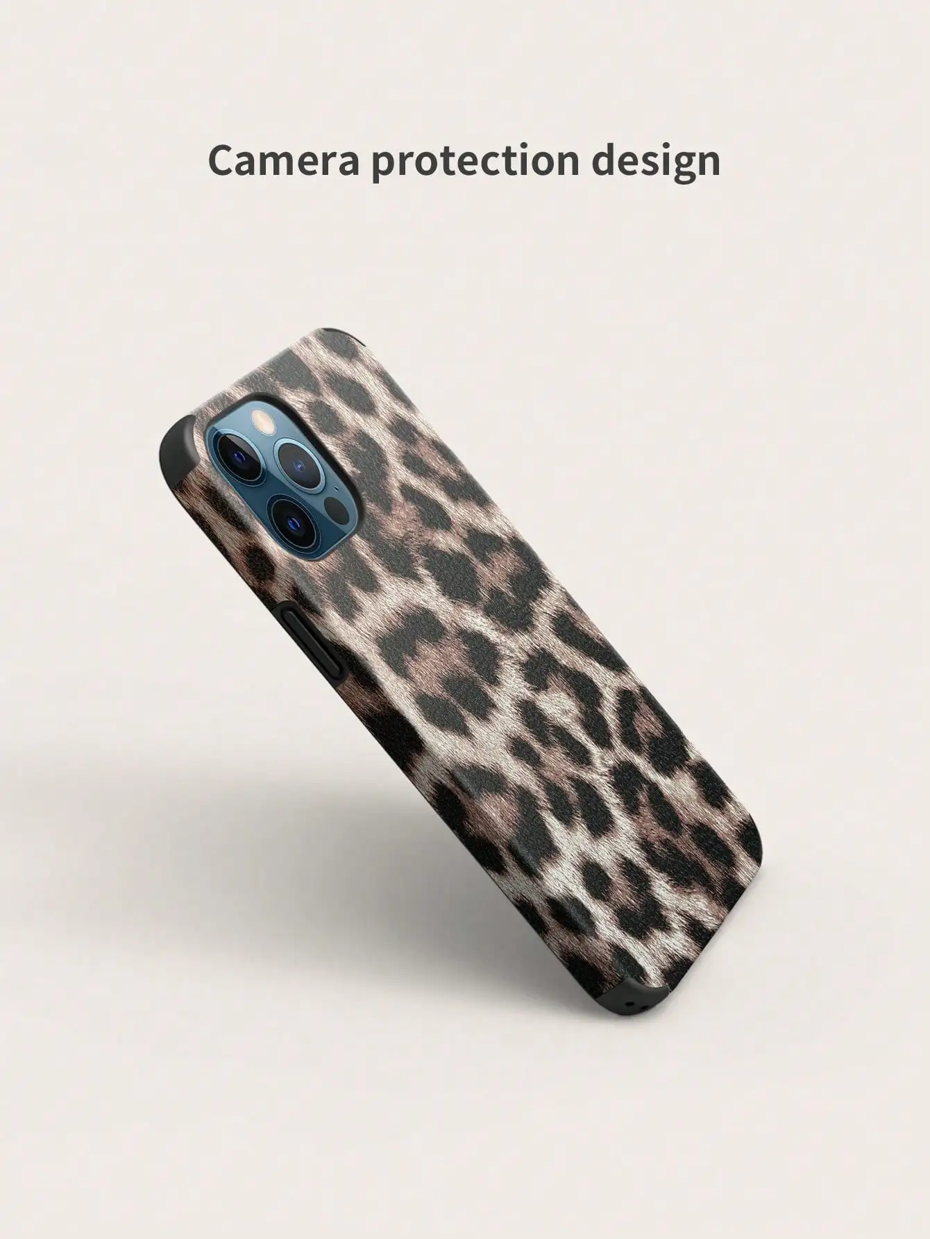 Leopard Print PU Leather Anti-Fall Shock-Proof Rotatable Belt Design Mobile Phone Soft Case