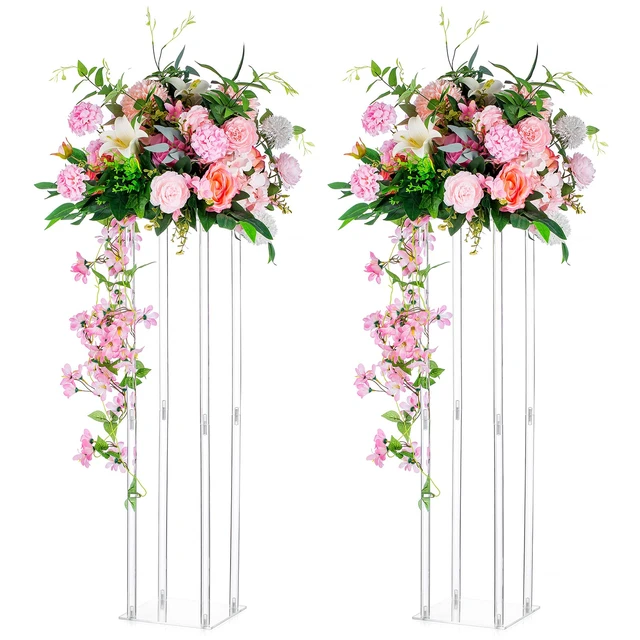 Acrylic Vase Clear Flower Stand Table Centerpiece for Marriage Vintage Floral  Stand Columns for home Wedding party Decoration - AliExpress