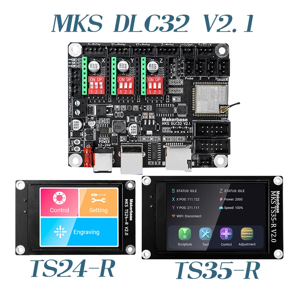 Controle Offline Cnc Máquina de Gravação a Laser Placa-mãe Mks Ts24 Ts35-r Lcd Touch Screen Mks Dlc32 V2.1 Wifi Esp32 - Imagem 4