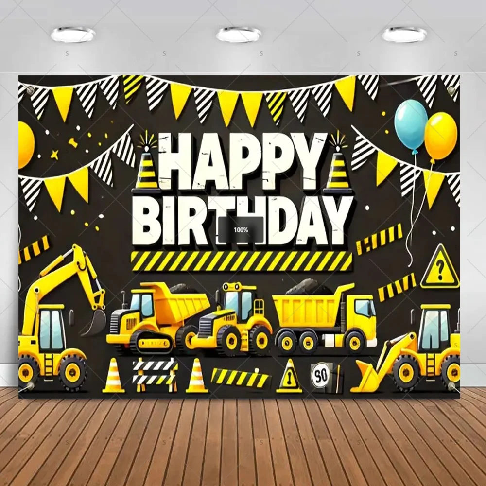 Bagger LKW Thema Kinder Geburtstag Party Dekoration Hintergrund Fotografie Prop liefert Bau Hintergrund Kind Geschenke – Detail 5