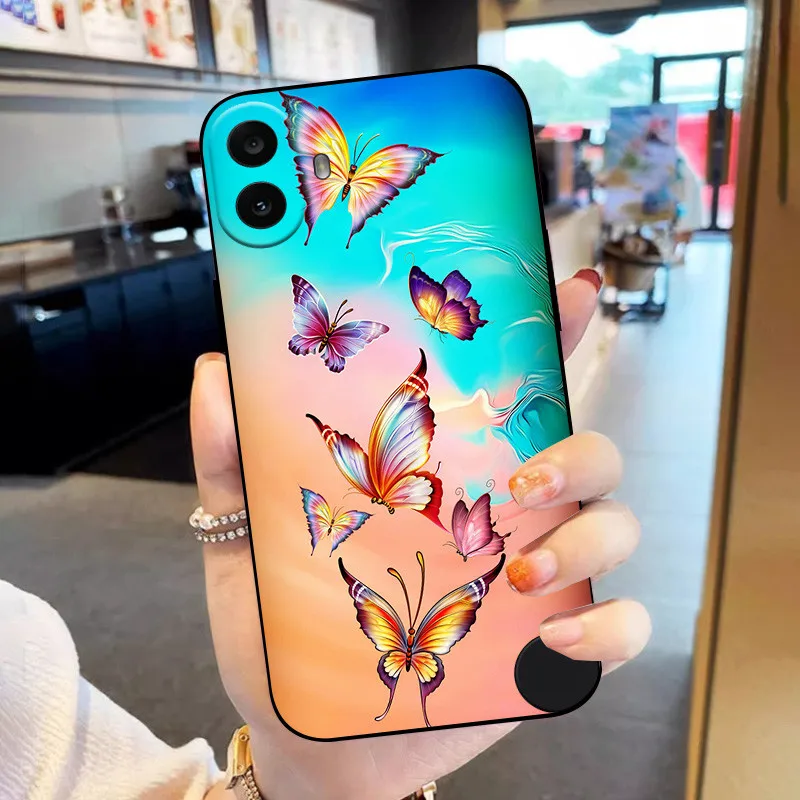 Floral Black Silicone Protective Bumper Case - Soft TPU Cover