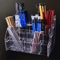 1-7 Tier Clear Acrylic Pen Holder Stationery Store Storage Brush Case Display Stand Desktop Writing Pot Writing Pencil Organiser 2