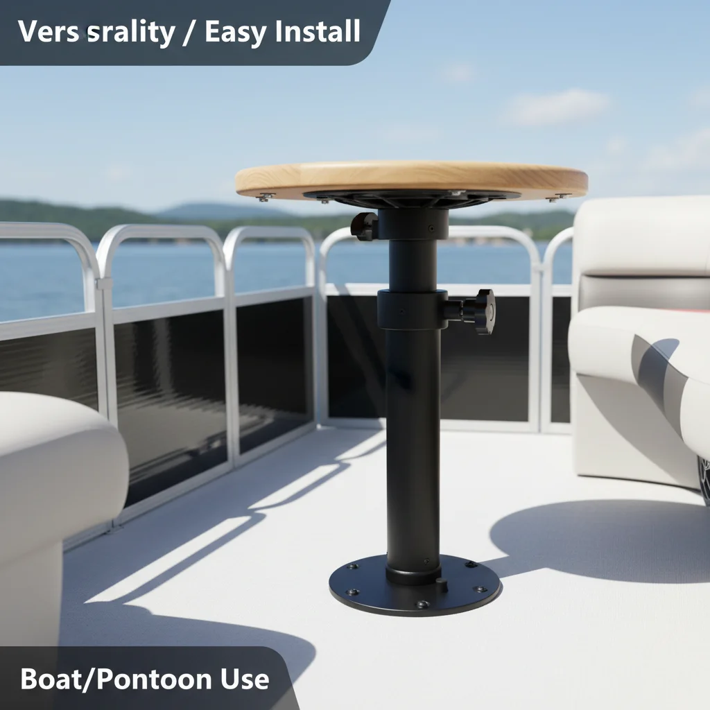 Verstellbares RV-Tischbein-System 18-27,5 Zoll – Sockel für Pontonboote, Wohnmobile, abnehmbare Marine-Basis mit Outdoor-Dreibein-Kit – Detail 6