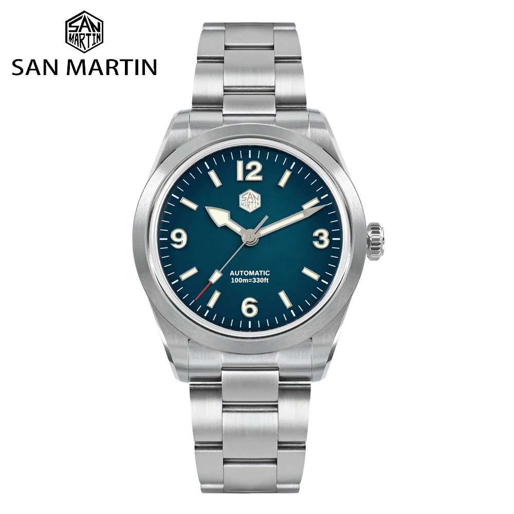 San Martin 2023 New Men Watch 38MM Sport Explore Climbing NH35 Brand Stainless Steel Automatic Mechanical Watches Reloj SN0107 for apple watch 38mm milanese loop magnetic stainless steel watchband silver