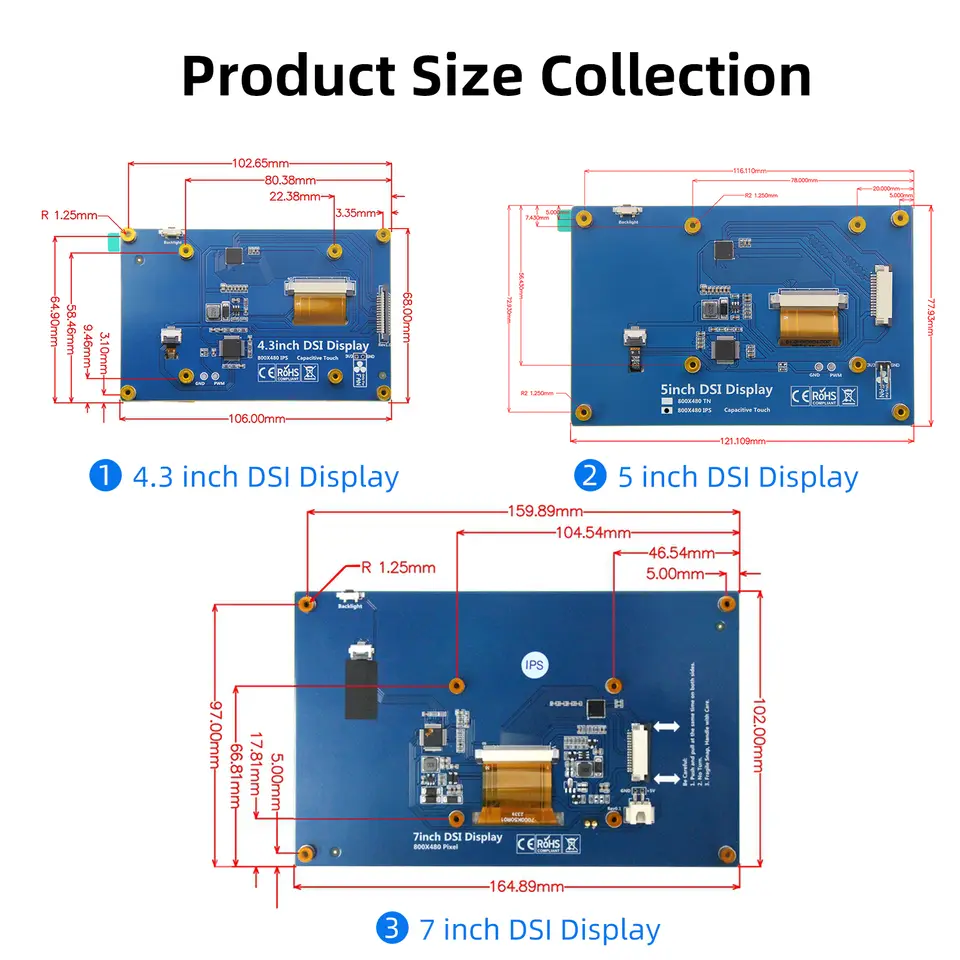 IPistBit 4.3/5/7 Inch DSI Touch Screen LCD Display Portable Capacitive Touchscreen Monitor 800x480 for Raspberry Pi 5 4 3 3B+ 2 image 5
