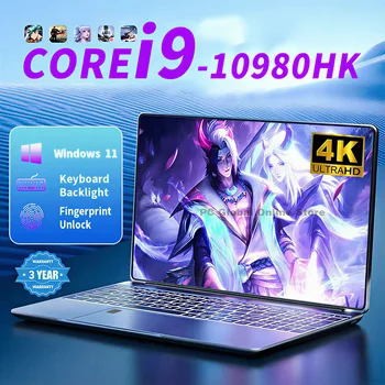 Fingerprint Unlock 15.6" Intel Core i9 10980HK Computer Windows 11 Pro 16GB DDR4 1TB SSD Notebook PC Portable Laptops Gaming