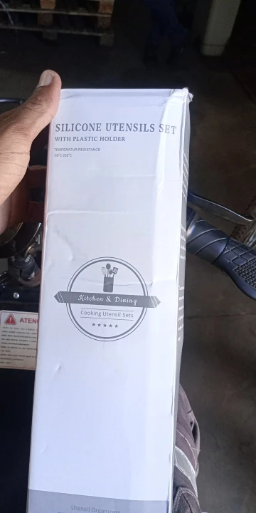 Silicone Colher Kit para Cozinha, BPA Antiferrugem, Madeira Conjunto de Utensílios De Cozinha, Jogo, 12 Peças photo review