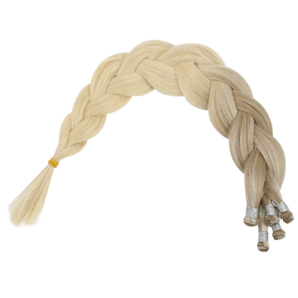 LaaVoo Virgin Hand Tied Hair Weft Human Hair Extensions 10G&15G 14-24inch 100% Real Straight Human Bundles human hair extensions