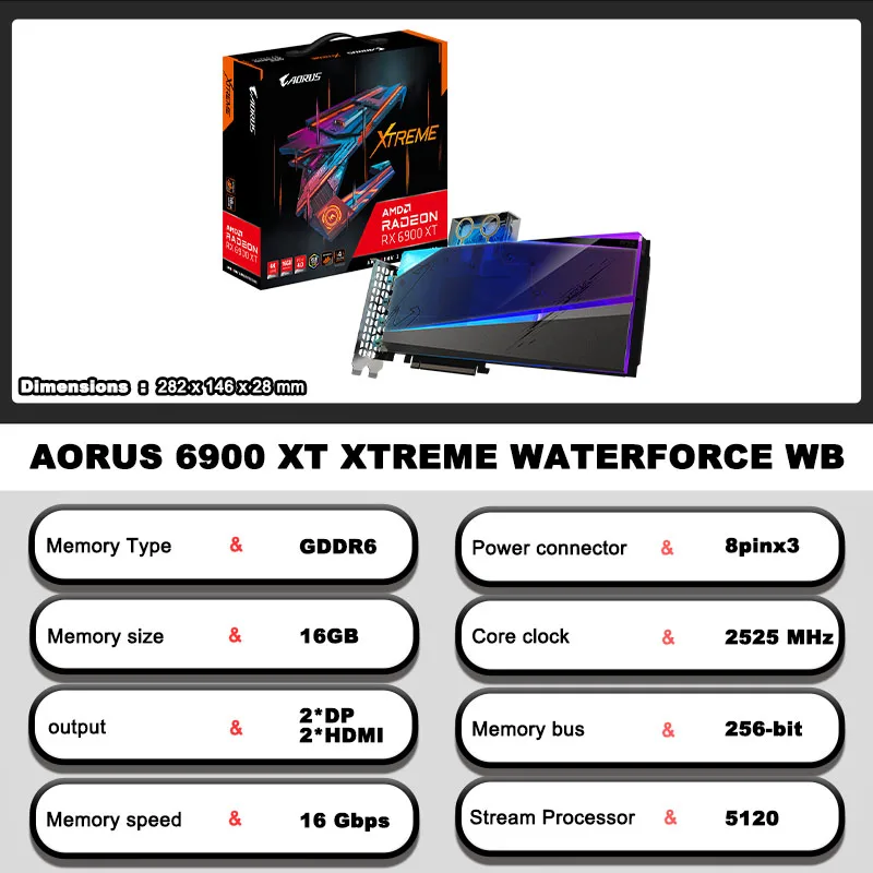 Gigabyte New Ga Aorus Radeon™ Rx 6900 Xt Xtreme Waterforce Wb 16g