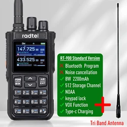 Enhanced Full Band Ham Radio Walkie Talkie with Air Band and NOAA Capabilities - US (None BT Add tri ant)