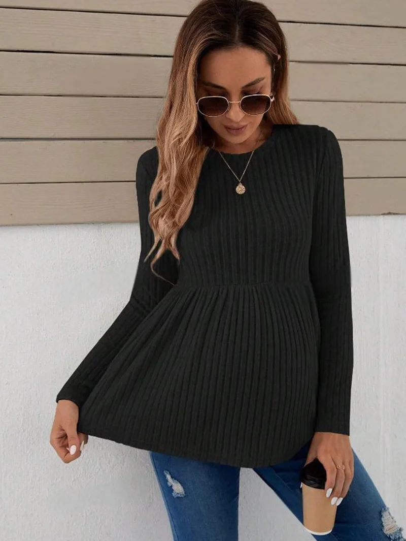 Maternity Clothes Long Sleeve Blouse T-Shirts Tees Spring Autumn Loose Casual Pregnant Women O-Neck Blouse Shirts Pullover Tops 6