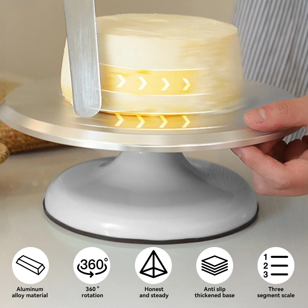 Aluminium Alloy Revolving Round Shape Cake Turntable 12 Inch Rotating Cake Stand for Cake, Cupcake Decorating Supplies: 3 - 5 Days Free Delivery Only UK