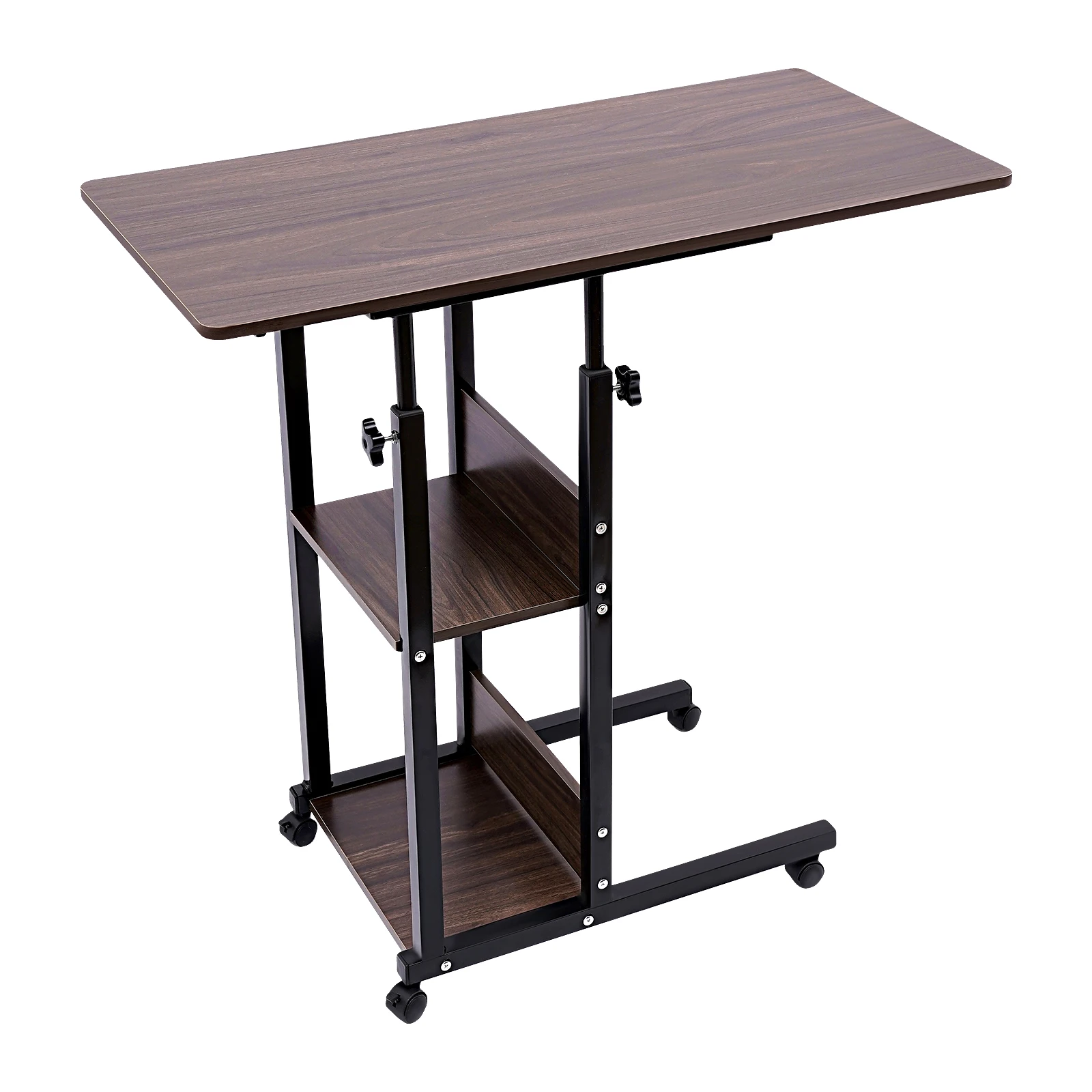 C-Shaped Side Table Adjustable, Height Adjustable C Table with Wheels and Storage Shelves for Couch Bed Recliner Density Board 4
