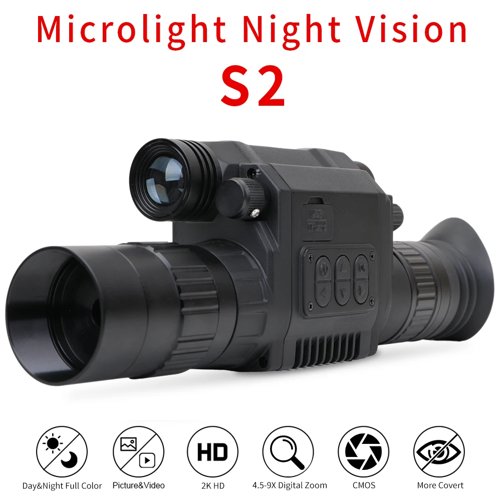 

S2 Digital Zoom 9X Night Vision Scope Monocular Telescope 850nm Infrared 1080P HD Full Color Wildlife Tactical Hunting Camera