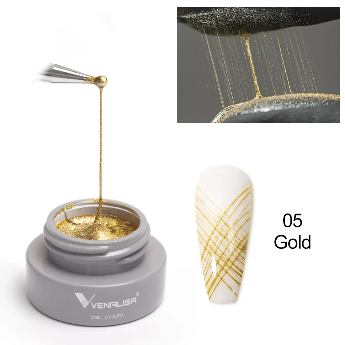 VENALISA Spider Liner Painting Gel новая формула Быстрый дизайн цвета розового золота отмачиваемый UVLED лак для ногтей для маникюра веб-линия Гель-лак для ногтей