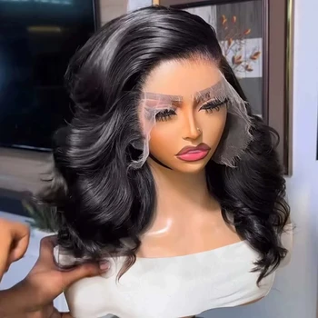 Body Wave Wig 13x4 Lace Front Short Bob Wig 200% Density Transparent 4×4 Lace Frontal Brazilian Virgin Wig Human Hair For Women