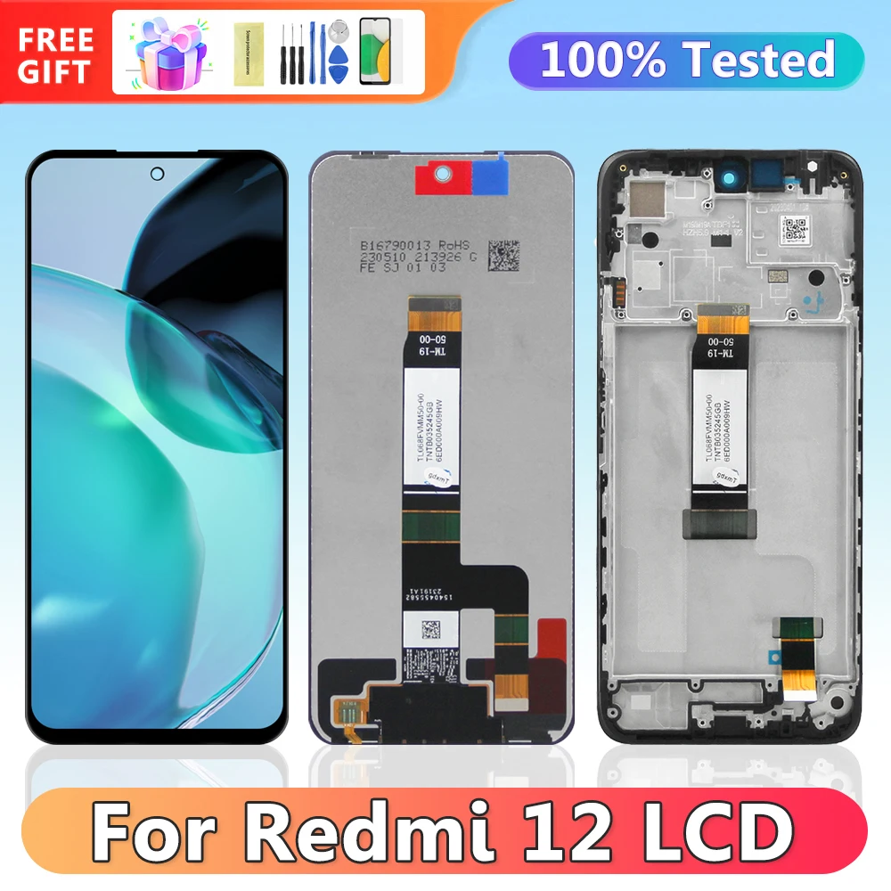 

Оригинальный ЖК-дисплей 6,79 дюйма для Xiaomi Redmi 12 23053RN02A, цифровой сенсорный экран с рамкой для Xiaomi Redmi12, замена