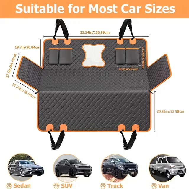 Waterproof Pet Car Seat Cover with Hanging Bag - Durable Polyester, Anti-Dirty Rear Cushion for Dogs and Cats 4