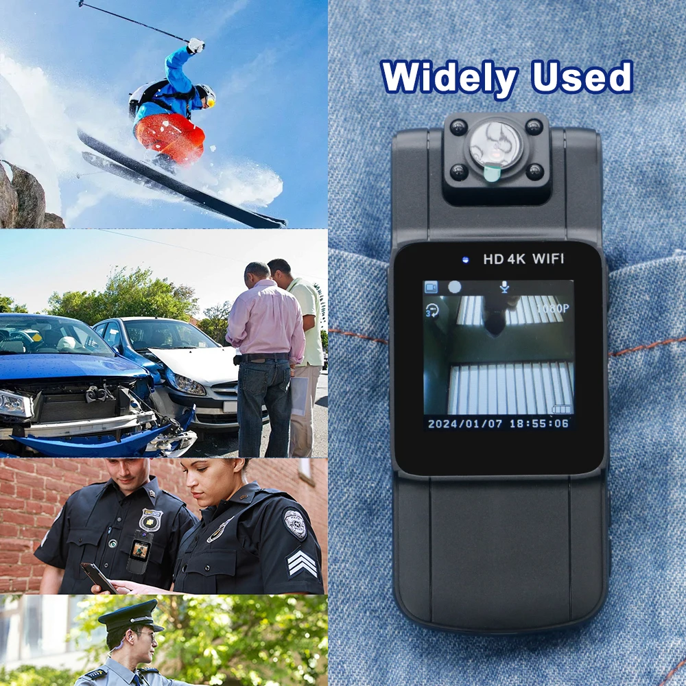 Ultra HD 4K Mini Camera Bodycam 180° Adjustable Sports DV