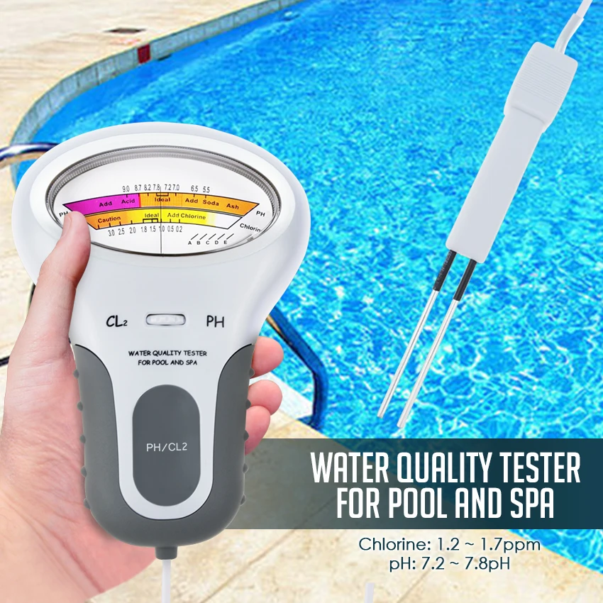 Chlore Choc Testeur De Chlore Et De PH PC-102B CL2 Avec Sonde Pour Piscine Et Spa Balle Filtrante Piscine