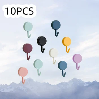 10-Pack Mini Adhesive Hooks - Mixed Color Multi-Purpose Hangers, Space-Saving Small Hooks for Home & Office Organization 1
