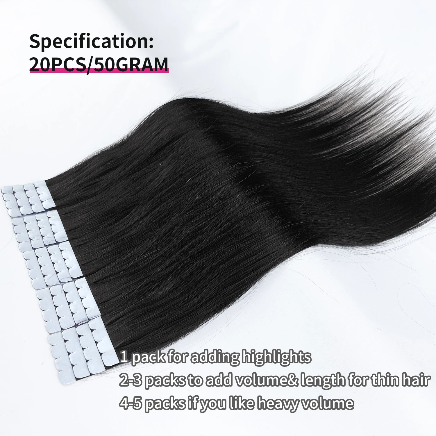 미니 테이프 인 헤어 익스텐션 레미 인모 내추럴 스트레이트 50G/20개 심리스 스킨 웨프트 접착제 16-26인치 미니 테이프 인 헤어