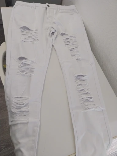 Men's White Jeans Fashion Hip Hop Ripped Skinny Men Denim Trousers Slim Fit Stretch Distressed Zip Men Jean Pants High Quality photo review