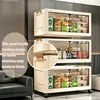 19.7in 3/4/5/6-Tier Foldable Storage Cabinet with Wheels, Stackable Plastic Storage Organizer with Magnetic Doors, Collapsible Storage Shelf for Bedroom, Living Room, Kitchen, Pantry, No Assembly Required, Beige