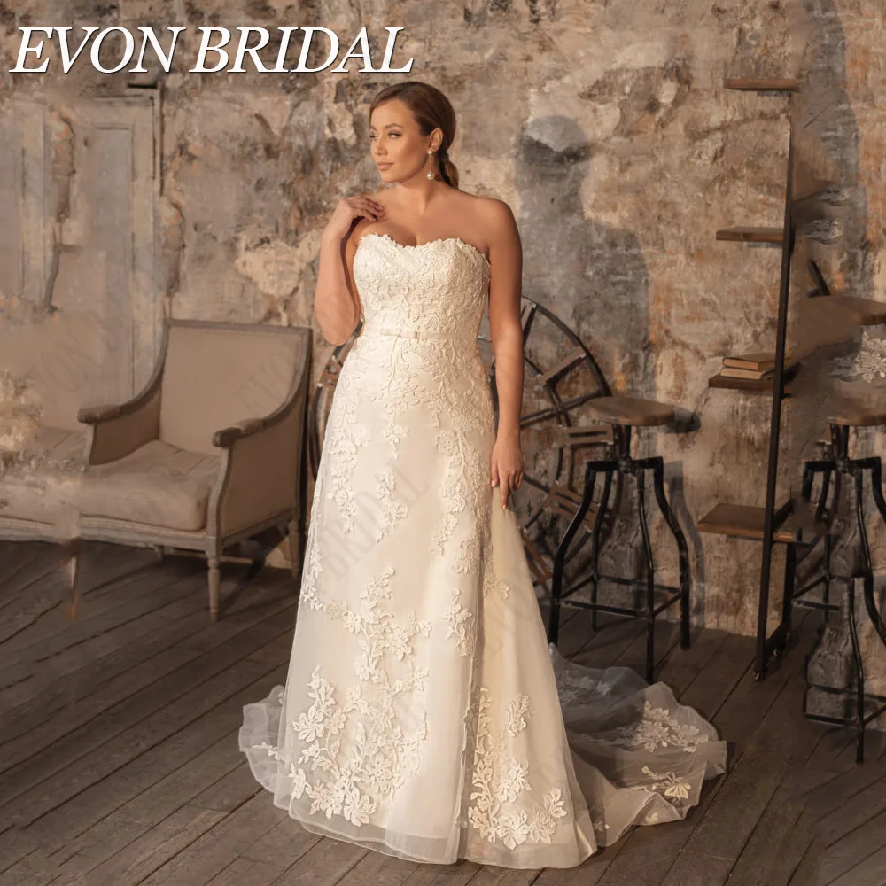 

EVON BRIDAL Elegant Wedding Dress 2024 Sweetheart Lace Up Bride Party Gowns Plus Size Lace Applique A-Line vestidos de novia