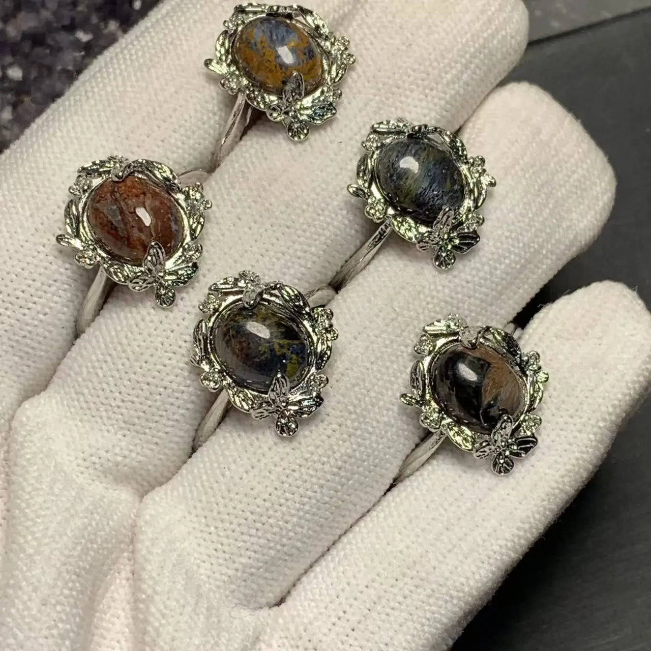 MM Natural Pietersite Ring Adjustable Female Jewelry for Women Gift Wholesale High Quality Vintage Fine