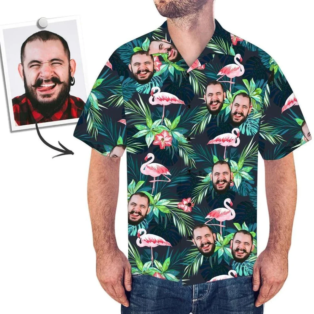 Summer Custom Photo Face Shirt - Custom Photo Short Sleeve Button Down Hawaiian Shirt - Best Gifts for Men - Beach Party Shirts