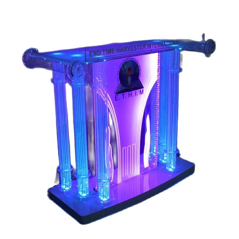 Фото Glass Acrylic Modern Church Pulpits Podium Custom logo Used Lectern Fot Sell AKLIKE LED Pulpit Furniture  | Theater Furniture (10000154240549)