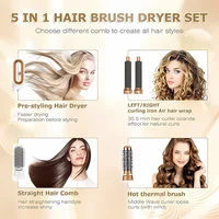 Ensemble de coiffage 5-en-1 pour cheveux, outils de coiffage professionnels pour la maison, fer à boucler, peigne à air chaud, lisseur, multifonctionnel, salon de coiffure 4