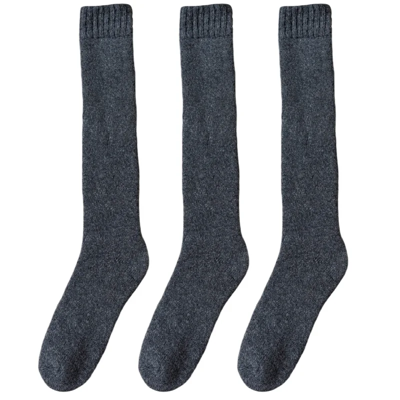Men's Luxury Winter Wool Knee-High Socks - 3 Pairs