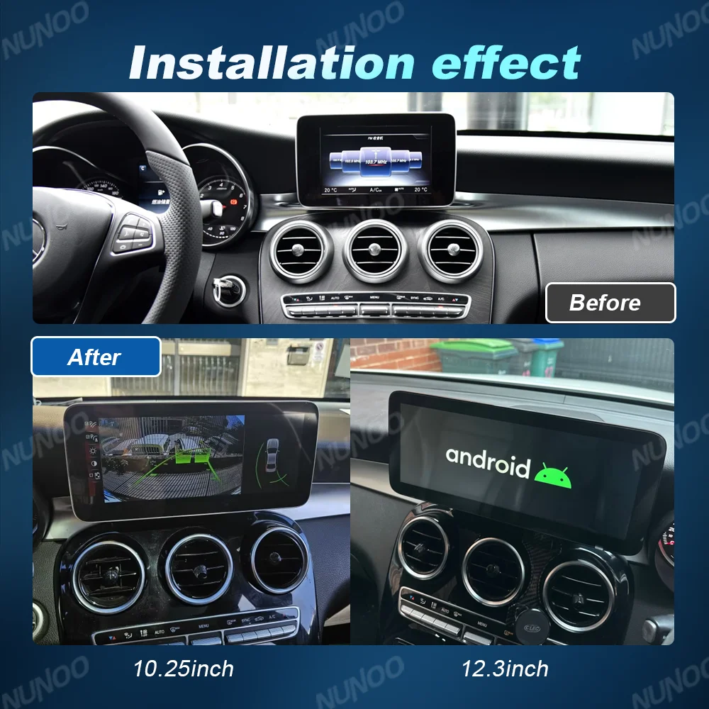 Qualcomm Wireless Carplay para Mercedes Benz Clase C GLC V X W205 W446 2014-2018 Pantalla Táctil Android Auto Radio Multimedia 3