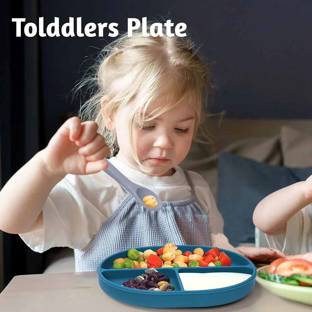 1PCS Baby Sucker Silicone Dining Plate BPA Free Children Dishes Suction Toddle Training Tableware Kids Feeding Bowls Baby Stuff 5