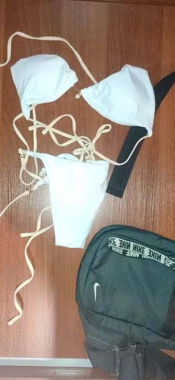 New Solid Color White Bikini Women suit Low Waist Lace-up Fashionable Swimsuit Two-piece Set photo review