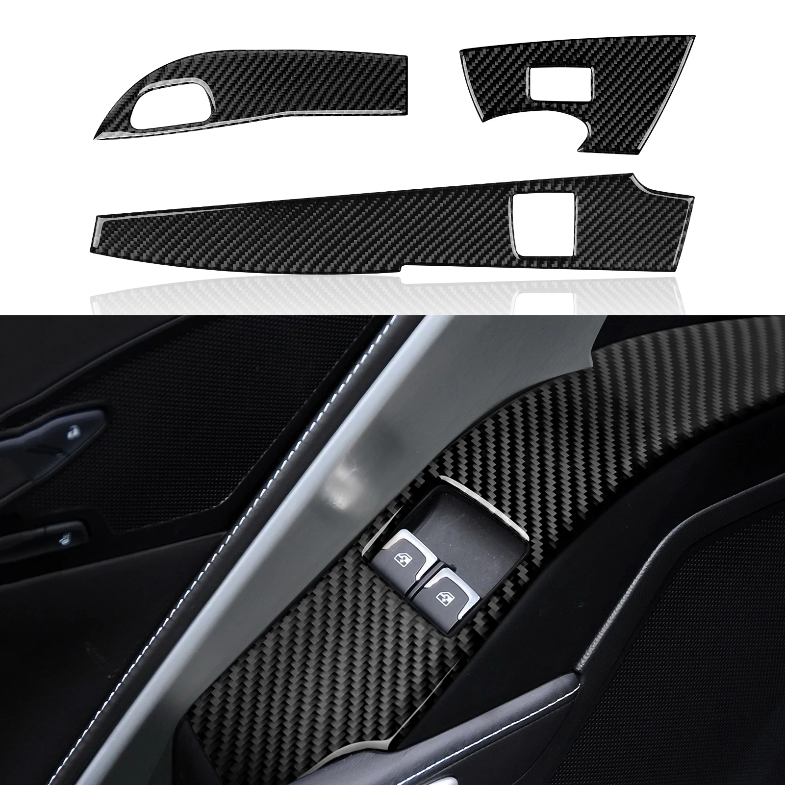 

Carbon Fiber Car Window Lift Trim Switch Panel Sticker Decal Trim Cover for Chevrolet Corvette C7 2014 -2019 Accessories