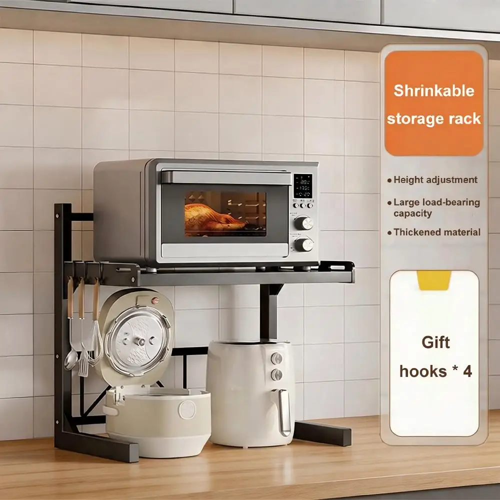 Multi-Purpose Storage Rack Extendable Kitchen Countertop Organizer 2 Tier Adjustable Shelf For Microwave Oven Kitchenware