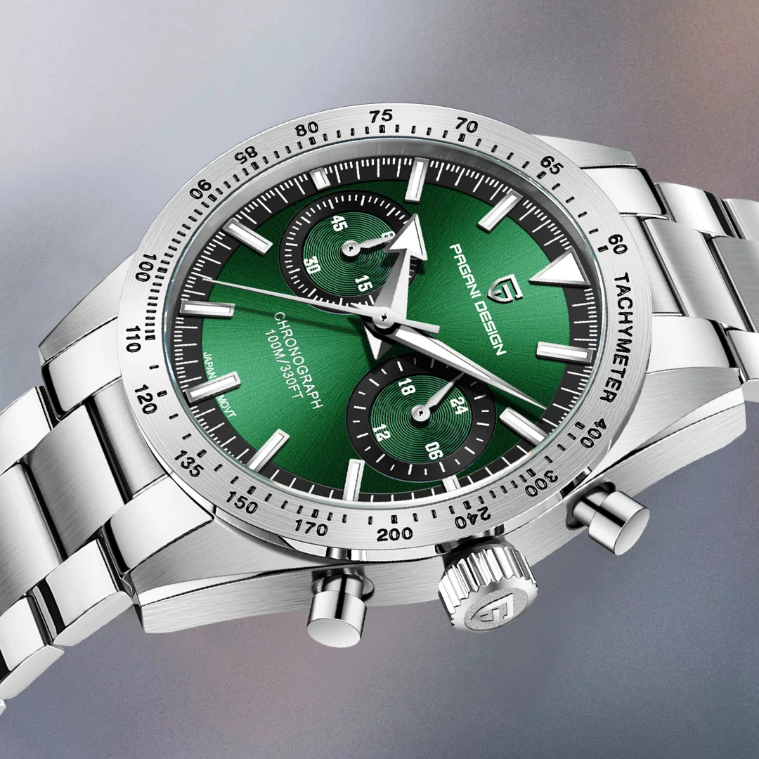 Montre Homme Rétro PAGANI DESIGN 2026, Montre à Quartz avec Affichage de la Lune, Nouvelle Montre Sportive Chronographe AR Saphir VK64, Expédition Locale 1