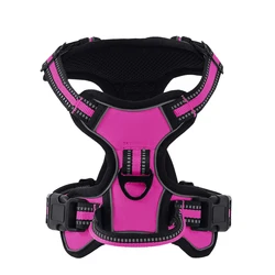 Reflective Breathable Adjustable Dog Harness - M (Rose red)