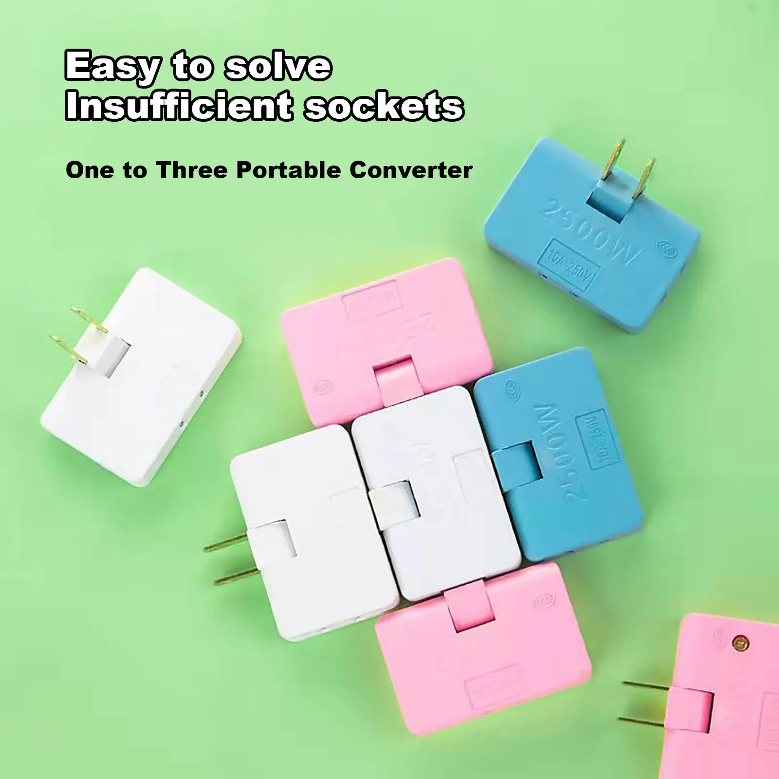 3 in 1 US Extension Plug Convenient Easy to Carry Daily Household Use Multi-Plug Mini Slim Wireless Outlet Adapter Sockets