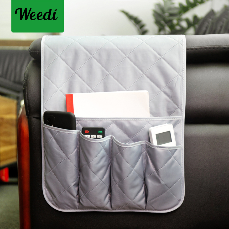 Weedi waterproof sofa couch organizer with 5 packets Non-Slip Storage Bag Table Cabinet Pocket for TV Remote Control Cellphone