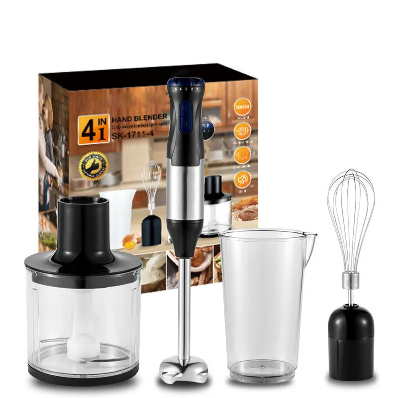 OWJHE 4-in-1-Handmixer, 1000 W, leistungsstarker Stabmixer aus Edelstahl, 700 ml Rührbecher, 500 ml Prozessor, Schneebesen – Detail 9