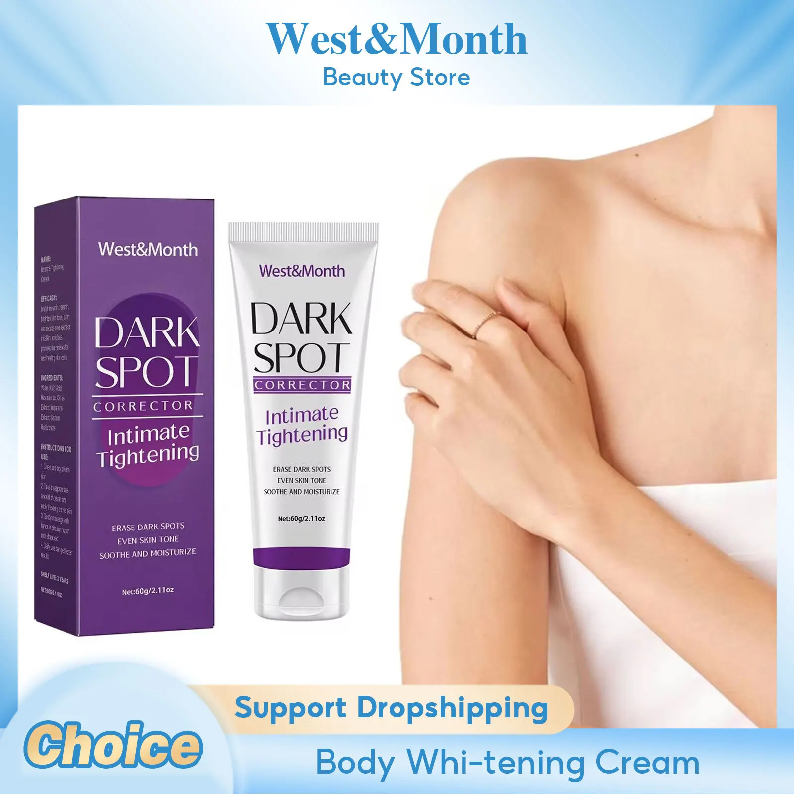 Body Whitening Lotion Dark Spot Remover For Underarms Knees Elbows Melanin Bleaching Lightening Skin Moisturizing Cream 60g 2