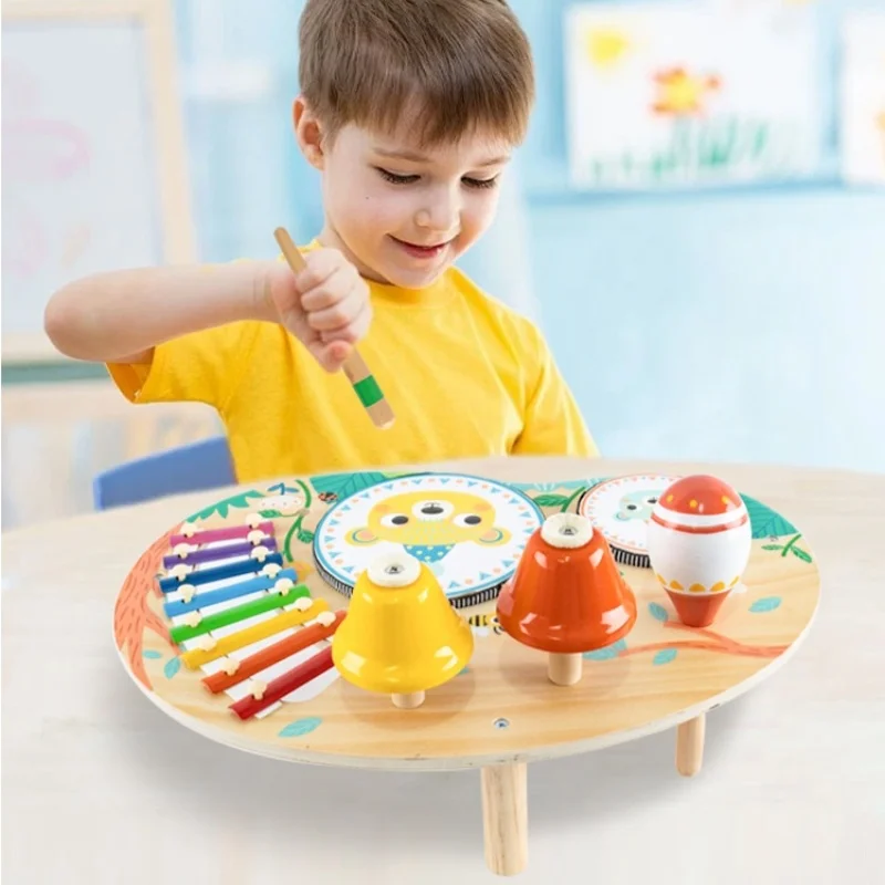 Montessori Music Toys Baby Xylophone Toys Wooden Drum Set Kids Percussion Instruments Music Enlightenment Early Education Toys 5