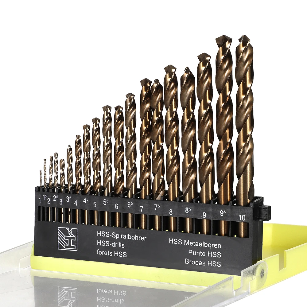 13/19PCS Metric Cobalt Drill Bit Set Titanium Drills Tools Straight Shank Hard Metal Twist Drill Bits for Stainless Steel Wood hi spec hss cobalt twist drill bit set metric straight shank set with metal case for stainless steel wood metal drilling