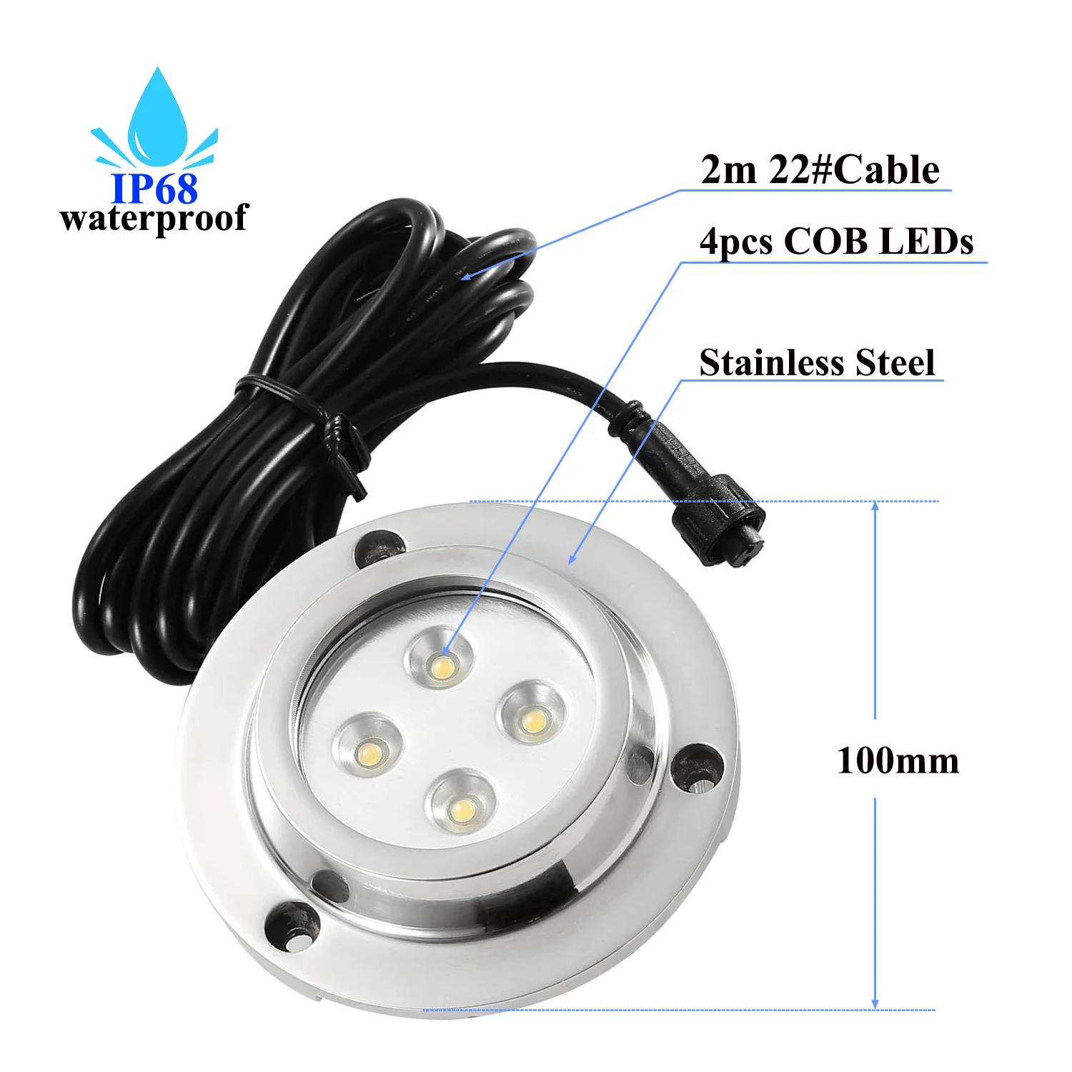 Фото DC12V низкая Vottage IP68 Водонепроницаемый светодиодный бассейн огни RGB 10 Вт RGB подводный светодиодный прожектор аквариумная лампа, получившая сертификат Европейского высокого Мощность светодиодный 94 мм Диаметр №3
